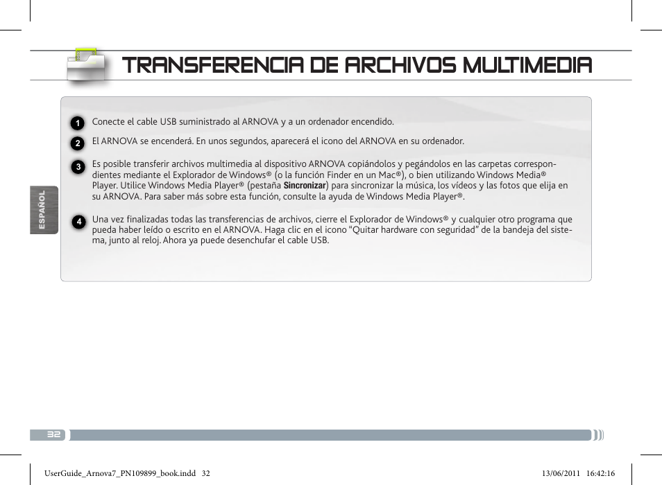 Transferencia de archivos multimedia | ARNOVA 7 User Manual | Page 32 / 49