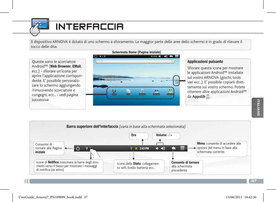 Interfaccia | ARNOVA 7 User Manual | Page 37 / 49