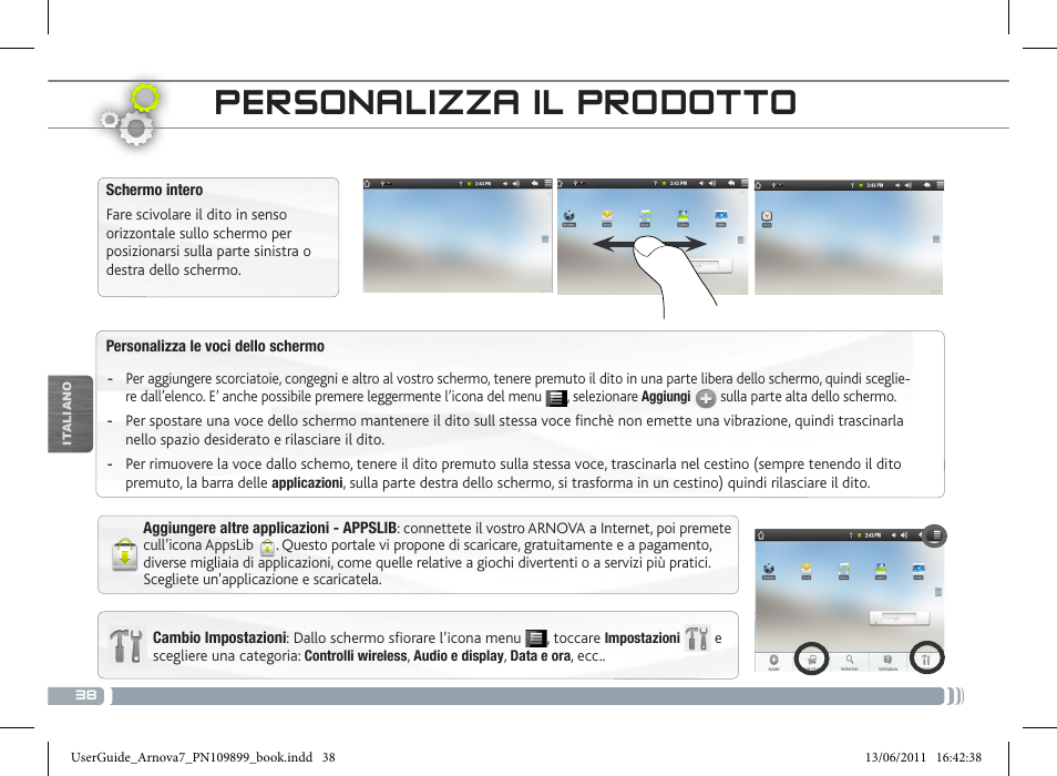 Personalizza il prodotto | ARNOVA 7 User Manual | Page 38 / 49