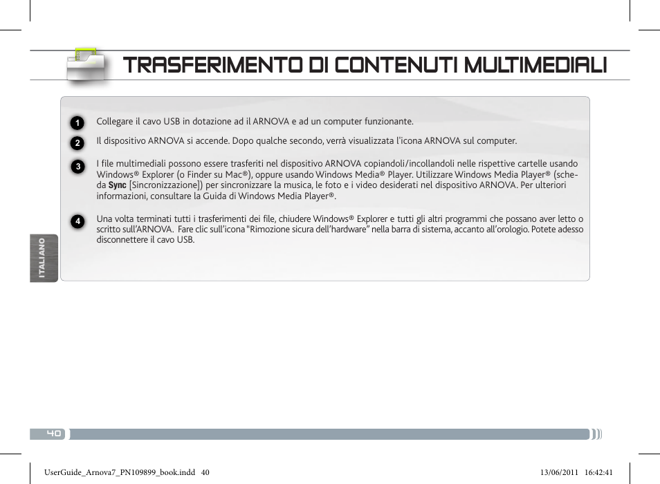Trasferimento di contenuti multimediali | ARNOVA 7 User Manual | Page 40 / 49