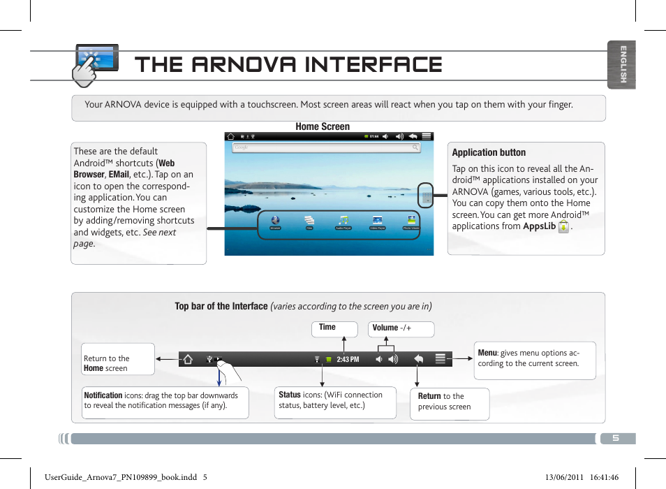 The arnova interface | ARNOVA 7 User Manual | Page 5 / 49