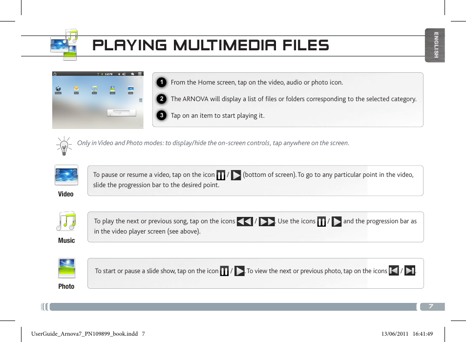 Playing multimedia files | ARNOVA 7 User Manual | Page 7 / 49