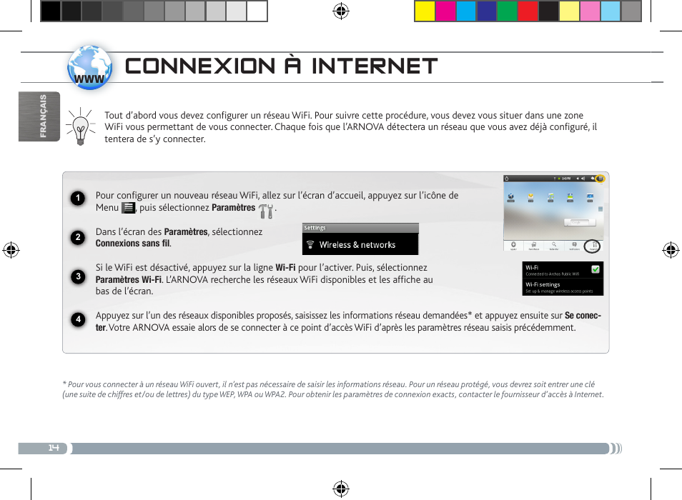 Connexion à internet | ARNOVA 8 User Manual | Page 14 / 48