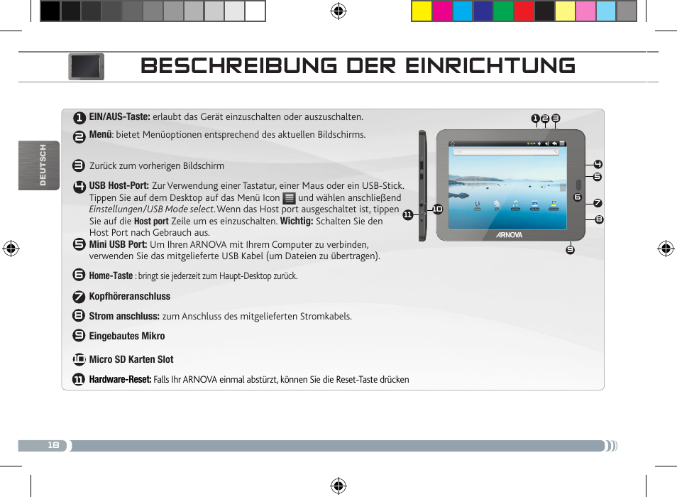 Beschreibung der einrichtung | ARNOVA 8 User Manual | Page 18 / 48