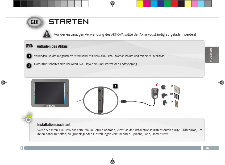 Starten | ARNOVA 8 User Manual | Page 19 / 48