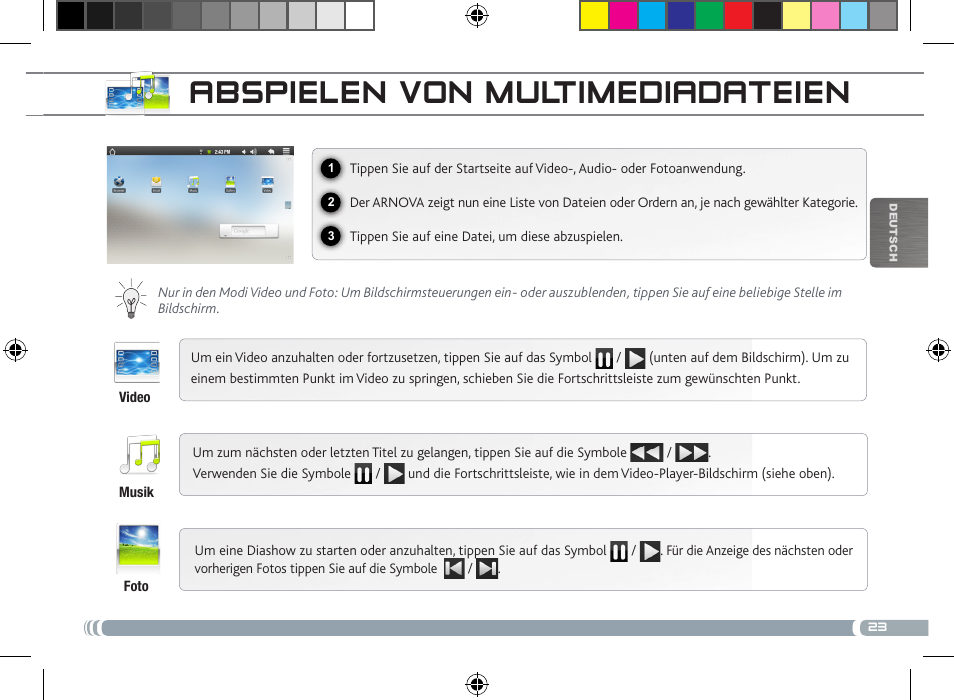 Abspielen von multimediadateien | ARNOVA 8 User Manual | Page 23 / 48