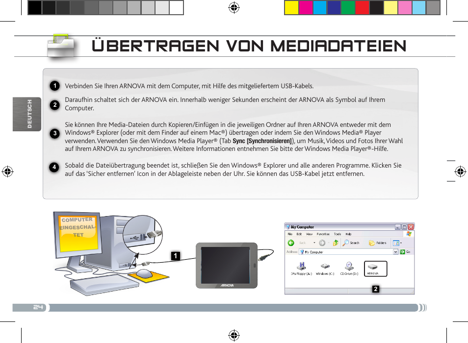Übertragen von mediadateien | ARNOVA 8 User Manual | Page 24 / 48