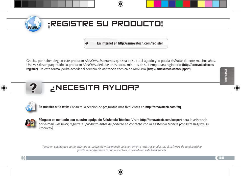 Übertragen von mediadateien, Registre su producto, Necesita ayuda | ARNOVA 8 User Manual | Page 25 / 48