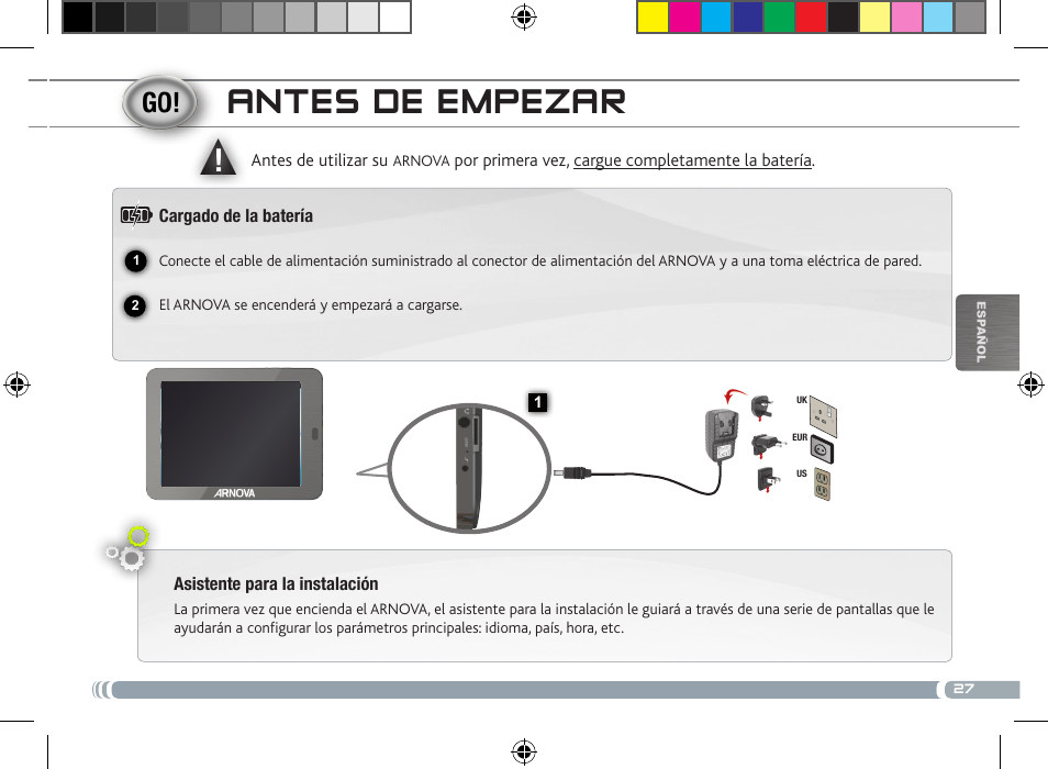 Antes de empezar | ARNOVA 8 User Manual | Page 27 / 48