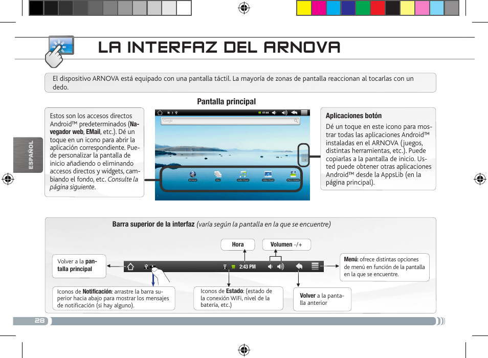 La interfaz del arnova | ARNOVA 8 User Manual | Page 28 / 48