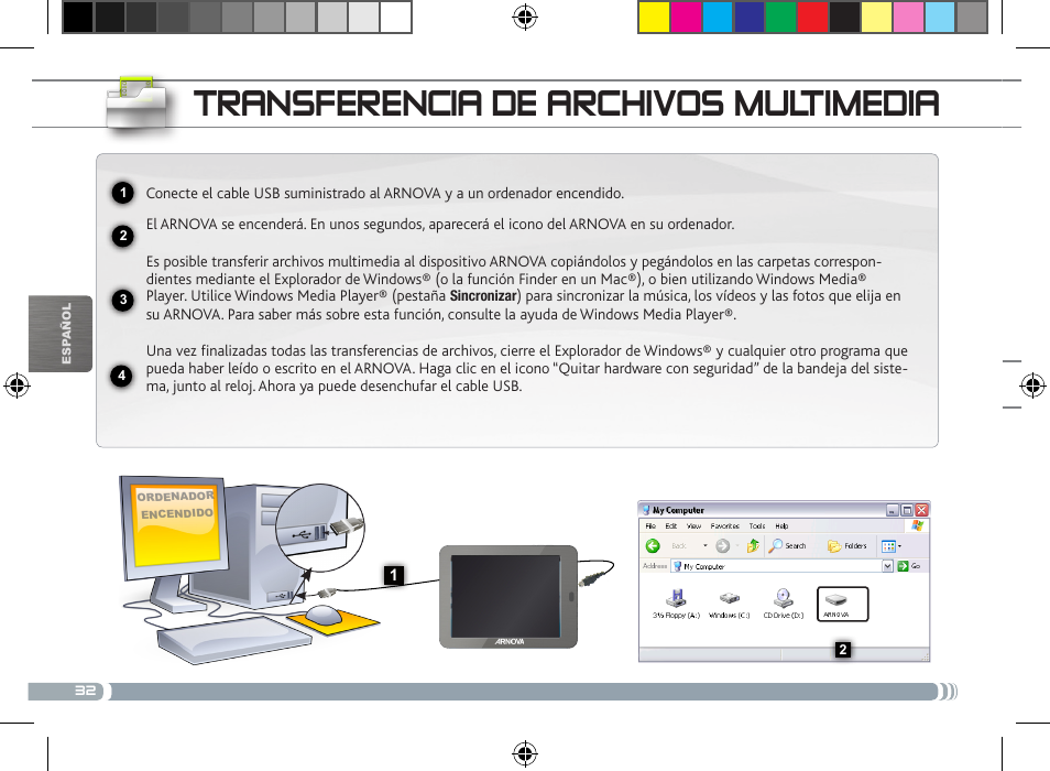 Transferencia de archivos multimedia | ARNOVA 8 User Manual | Page 32 / 48