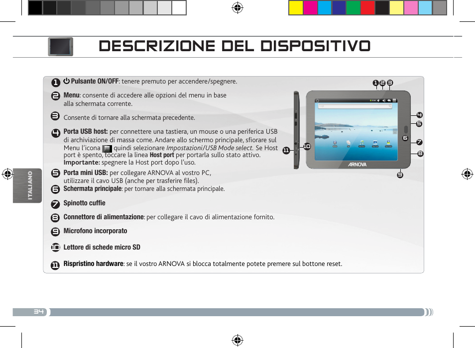 Descrizione del dispositivo | ARNOVA 8 User Manual | Page 34 / 48