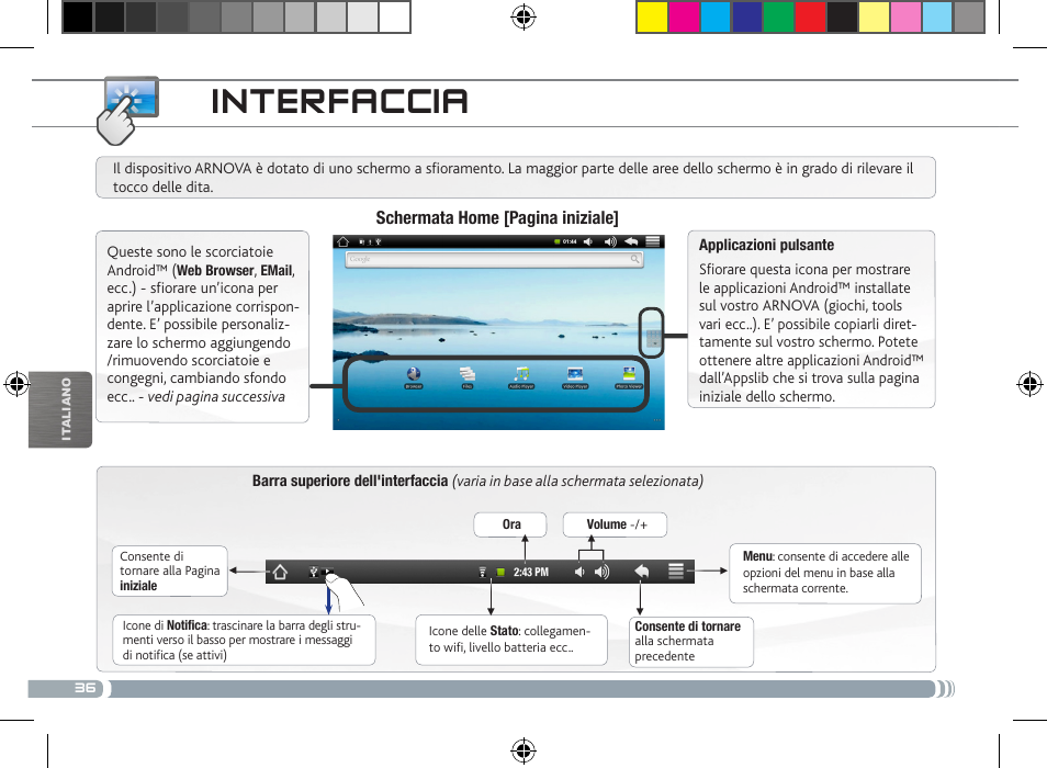 Interfaccia | ARNOVA 8 User Manual | Page 36 / 48