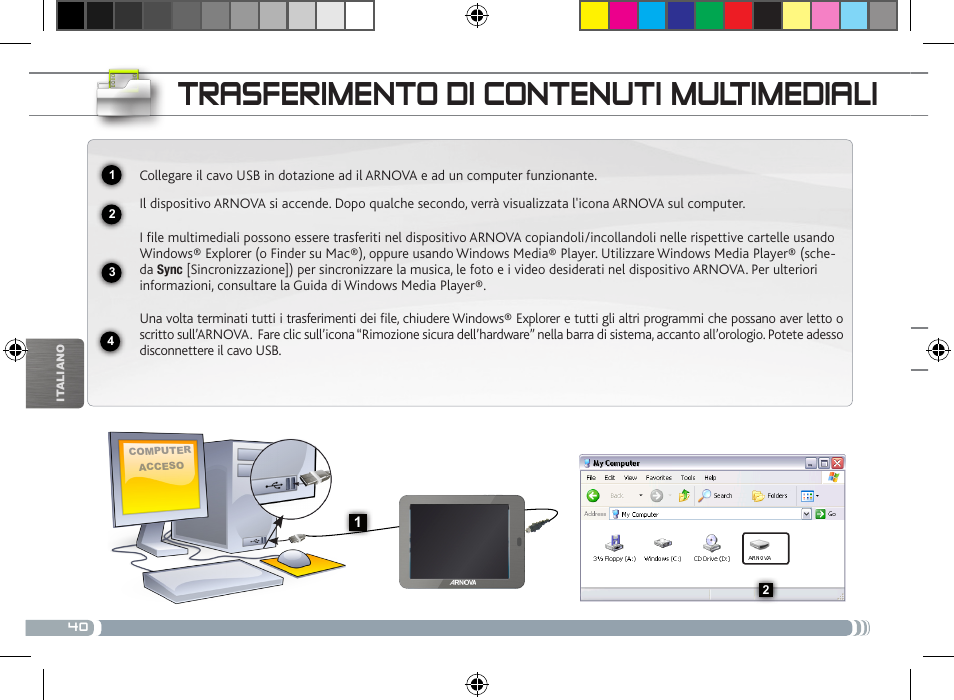 Trasferimento di contenuti multimediali | ARNOVA 8 User Manual | Page 40 / 48