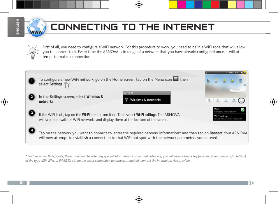 Connecting to the internet | ARNOVA 8 User Manual | Page 6 / 48