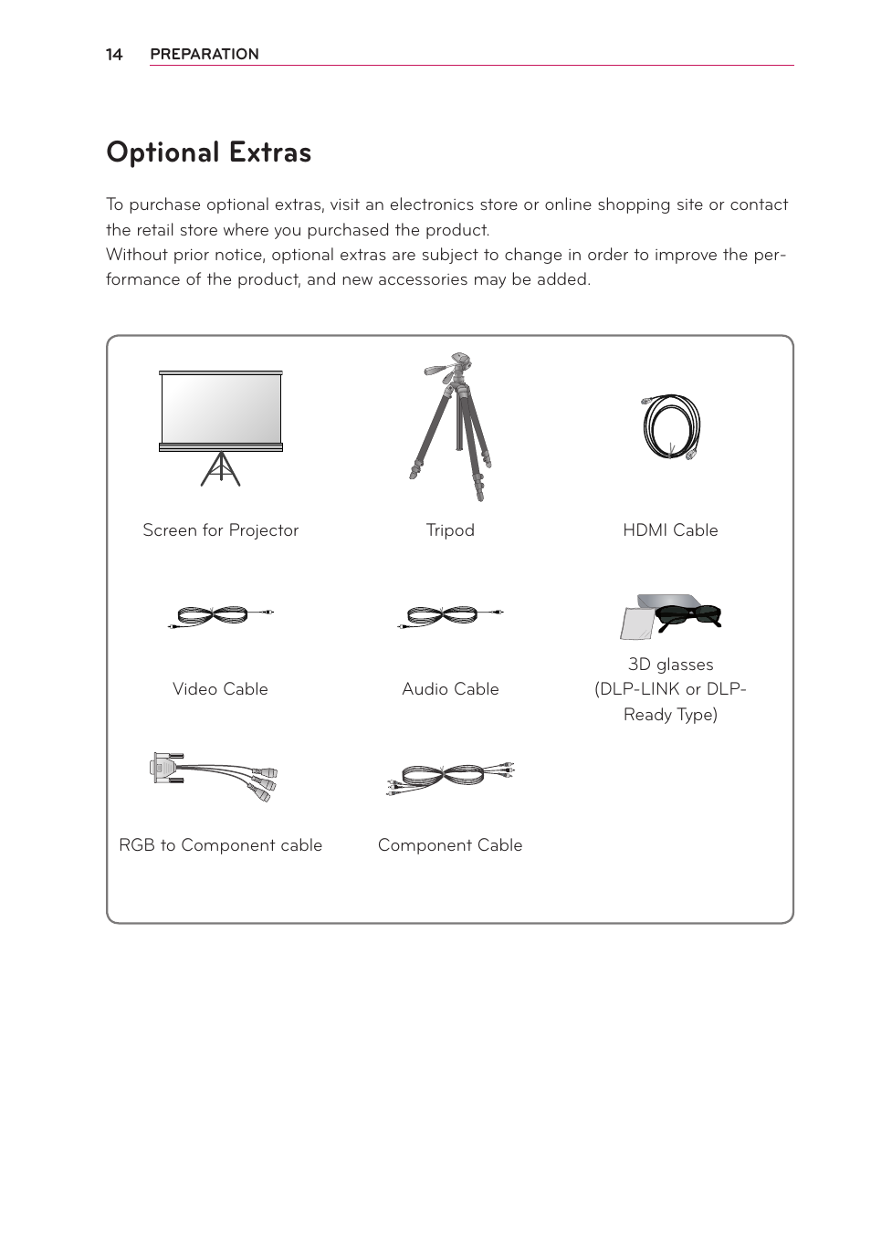 Optional extras | Artograph LED 500 Owners Manual User Manual | Page 14 / 61