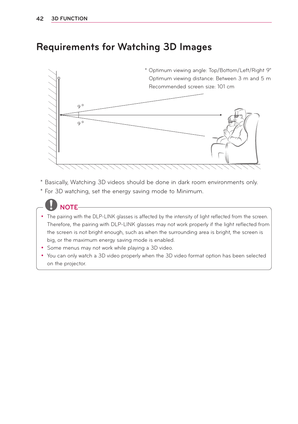 Requirements for watching 3d images | Artograph LED 500 Owners Manual User Manual | Page 42 / 61