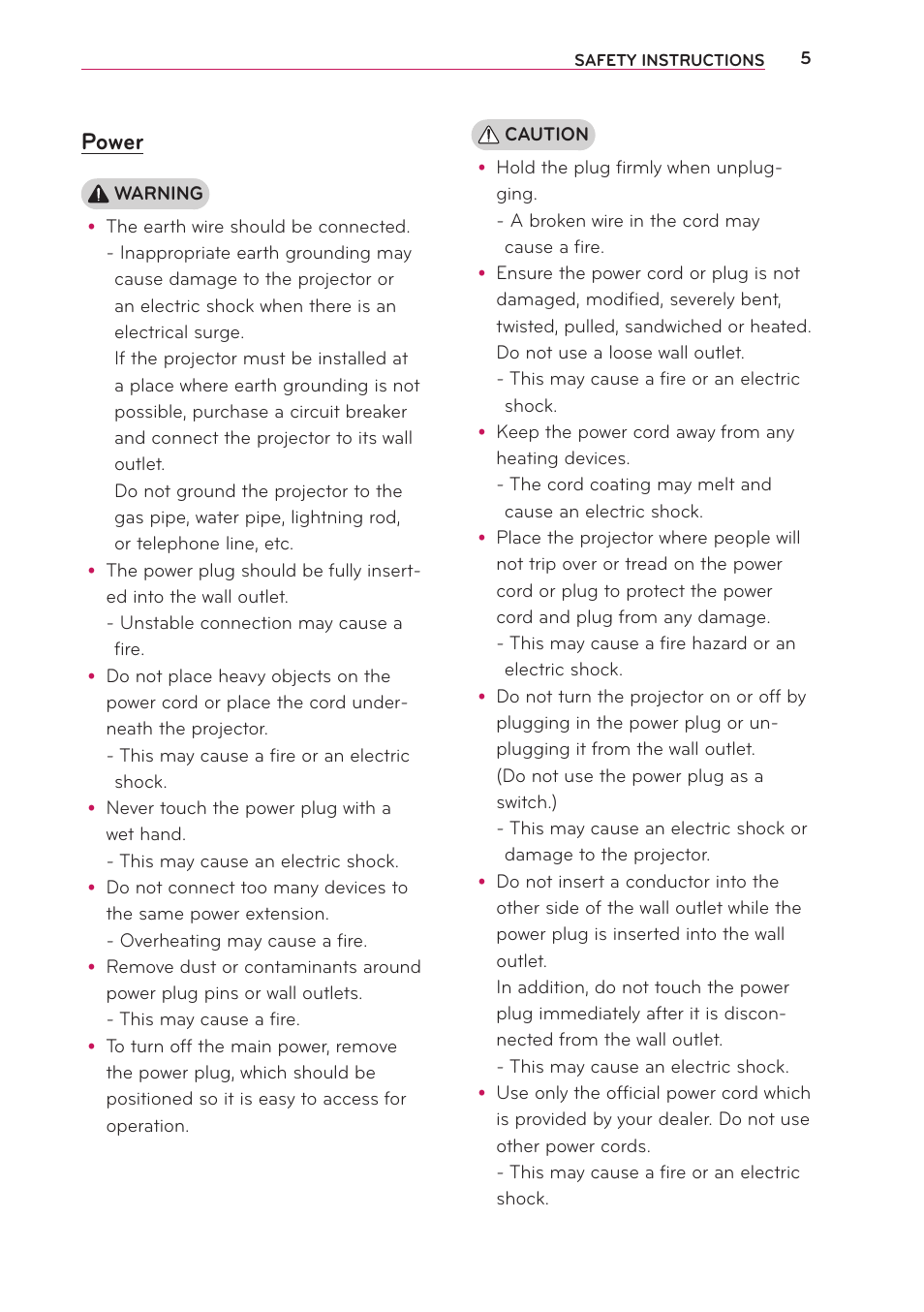 Power | Artograph LED 500 Owners Manual User Manual | Page 5 / 61