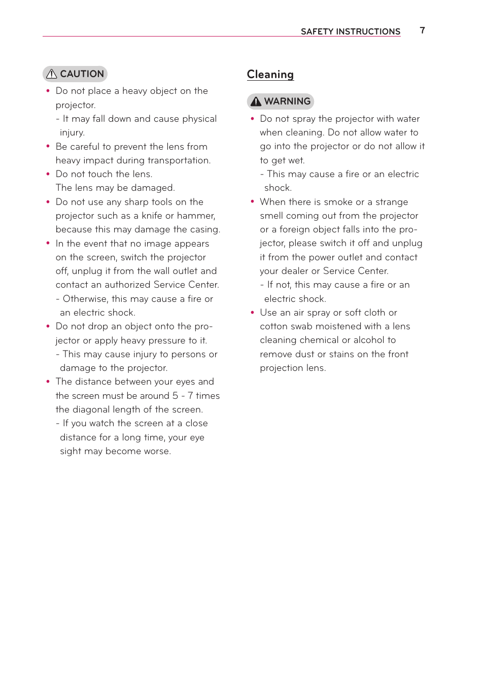 Cleaning | Artograph LED 500 Owners Manual User Manual | Page 7 / 61
