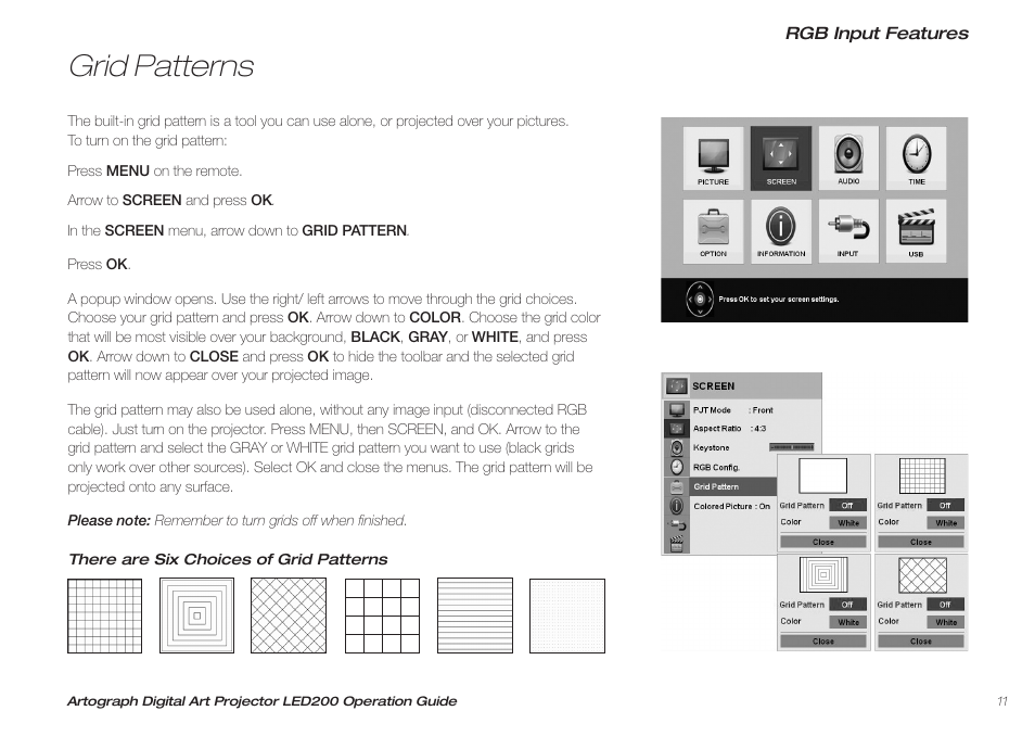 Grid patterns | Artograph LED 200 Owners Manual User Manual | Page 11 / 60