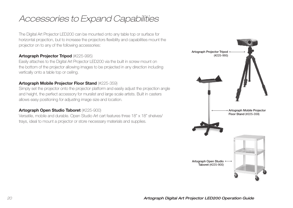 Accessories to expand capabilities | Artograph LED 200 Owners Manual User Manual | Page 20 / 60
