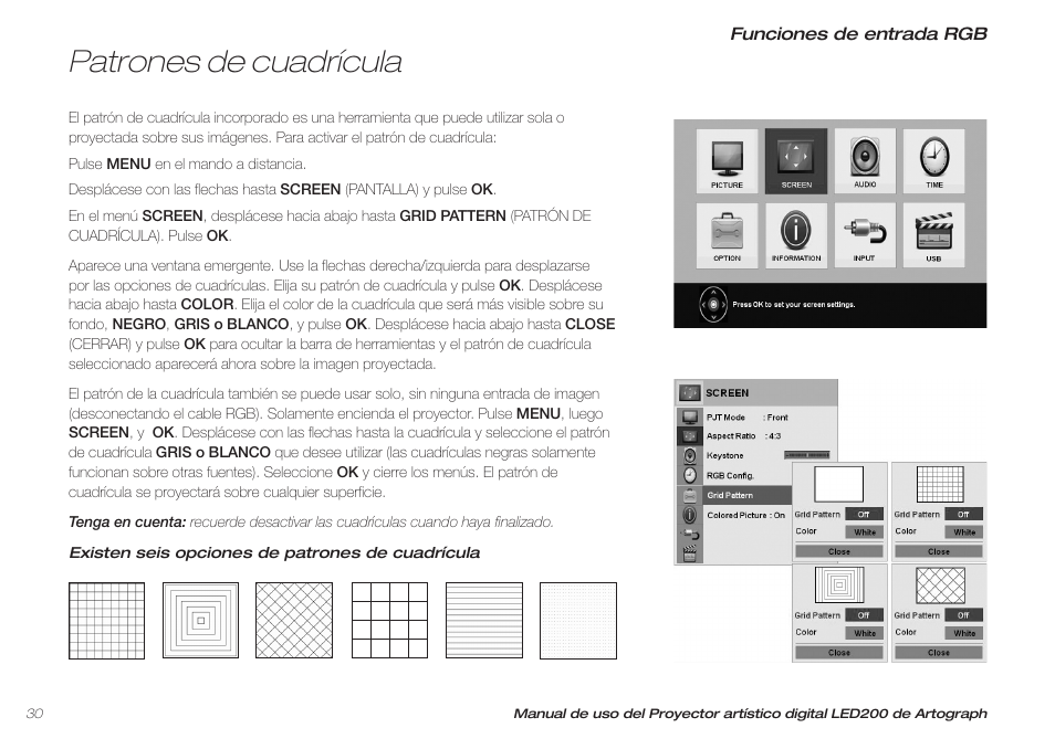 Patrones de cuadrícula | Artograph LED 200 Owners Manual User Manual | Page 30 / 60