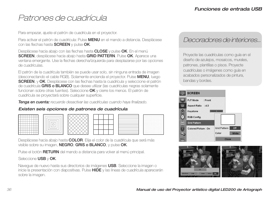 Patrones de cuadrícula, Decoradores de interiores | Artograph LED 200 Owners Manual User Manual | Page 36 / 60