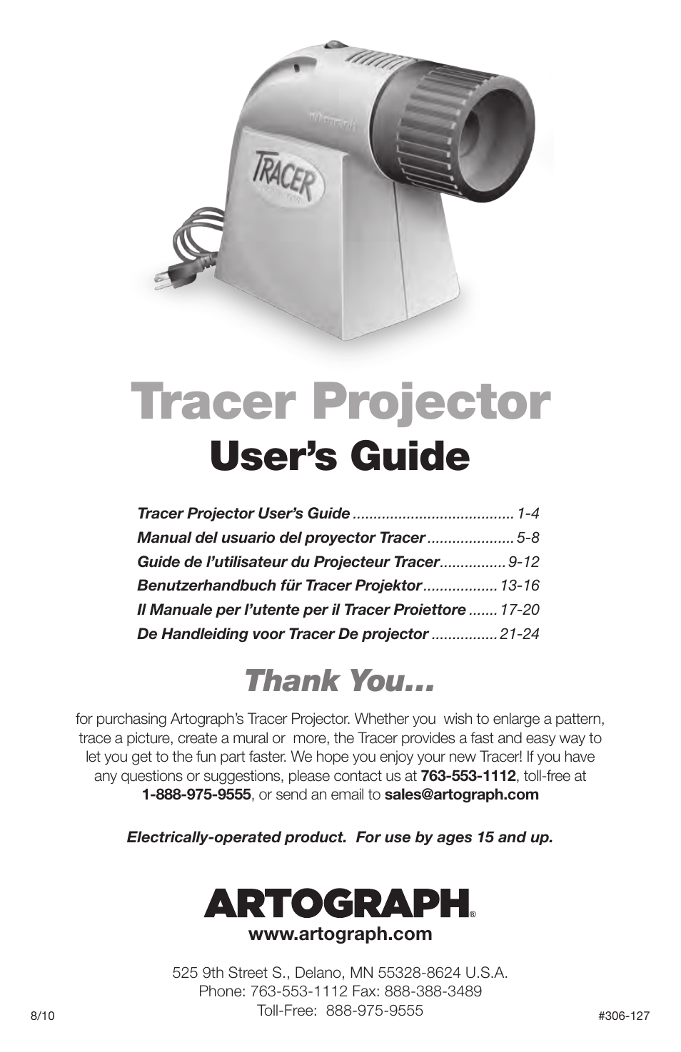 Artograph Tracer User Manual | 24 pages