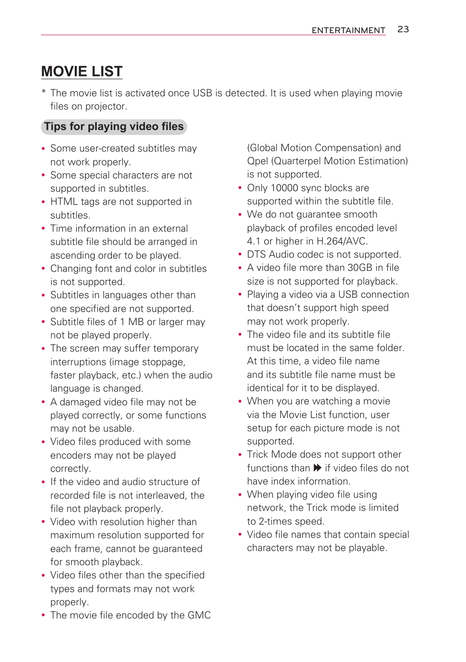 Movie list | Artograph LED 300 Owners Manual User Manual | Page 23 / 51