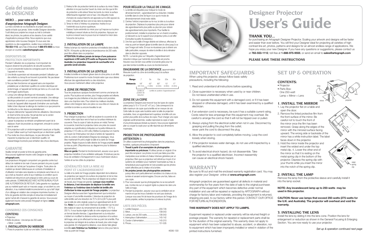 Artograph Designer User Manual | 2 pages