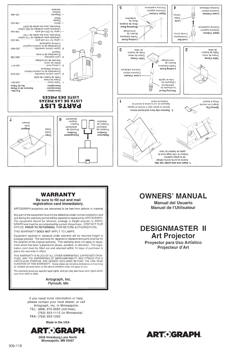 Artograph DesignMaster II User Manual | 4 pages