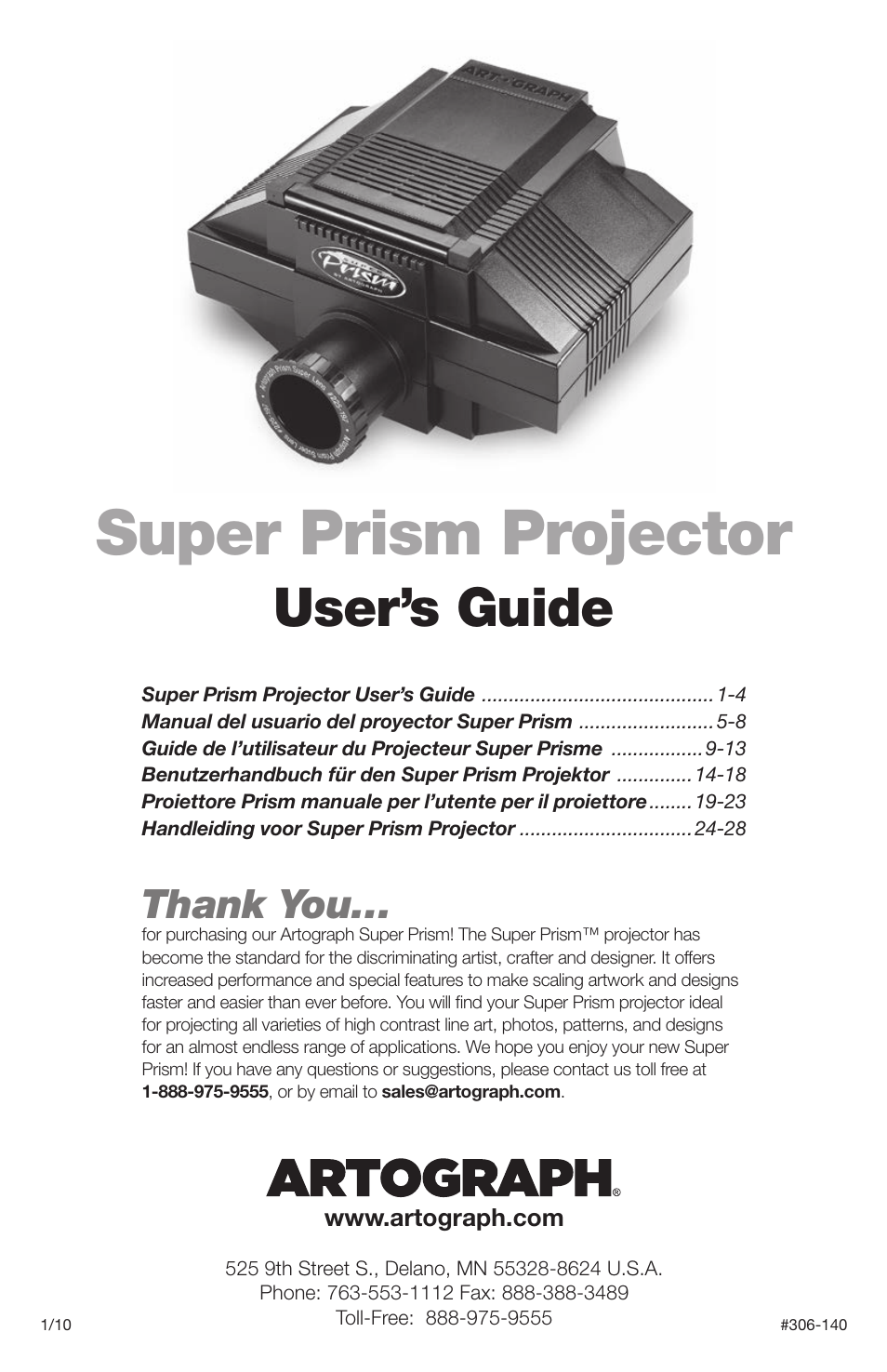 Artograph Super Prism User Manual | 28 pages