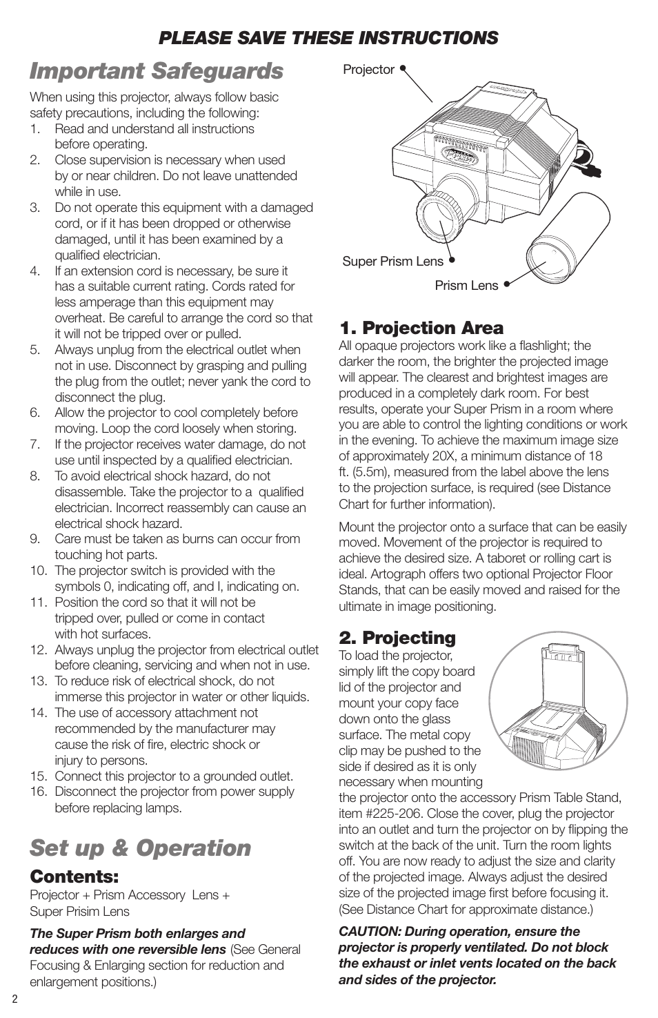 Artograph Super Prism User Manual | Page 2 / 28