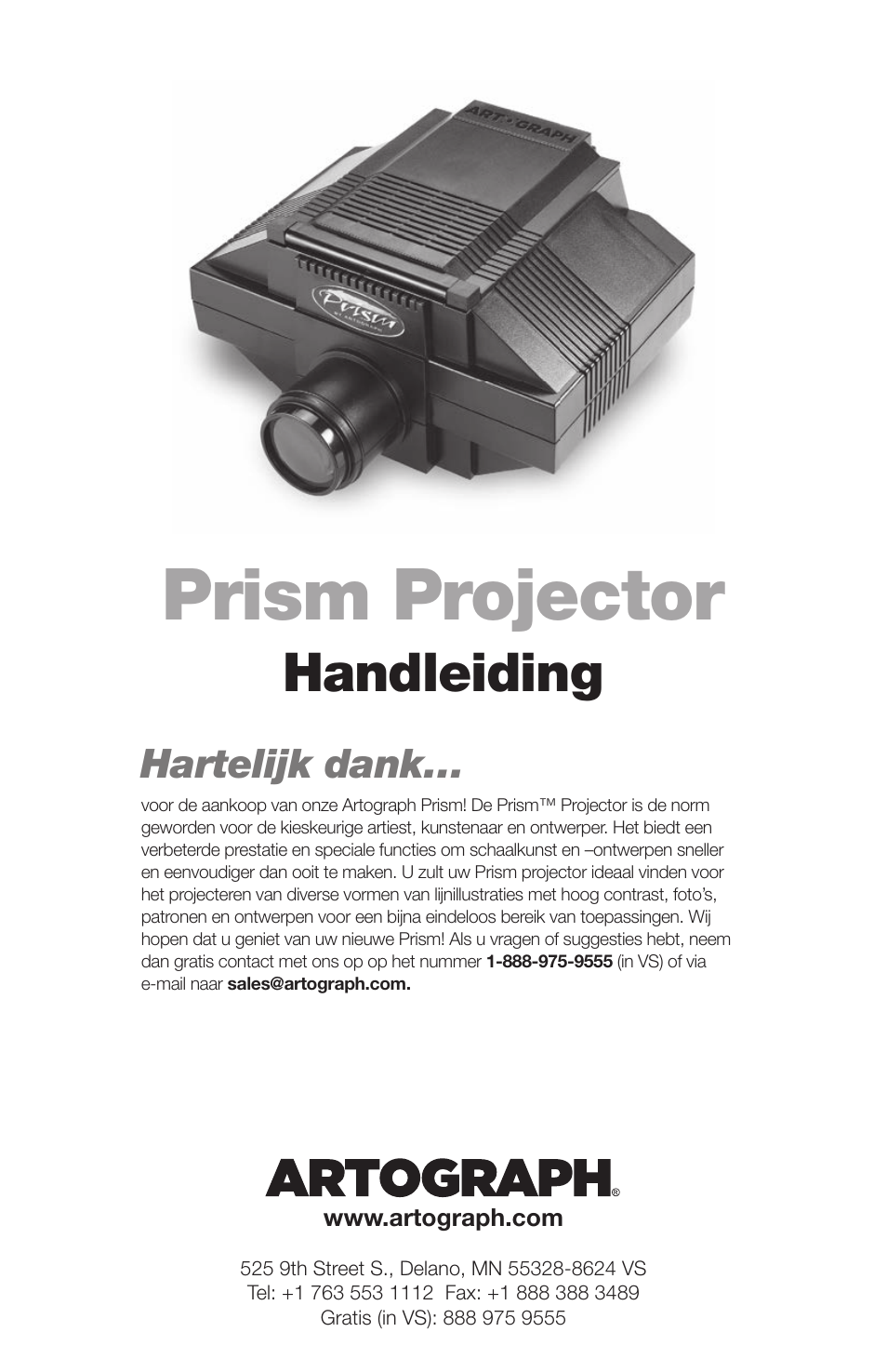 Prism projector, Handleiding, Hartelijk dank | Artograph Prism User Manual | Page 24 / 28