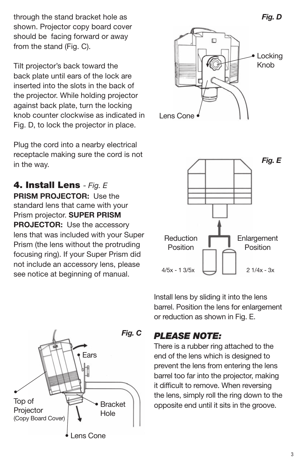 Install lens | Artograph Prism Table Stand (225-206) User Manual | Page 3 / 24