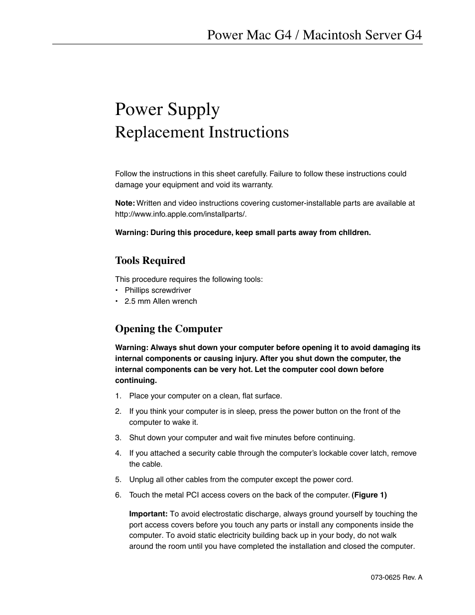 Apple Mac G4 (Power Supply Replacement) User Manual | 11 pages