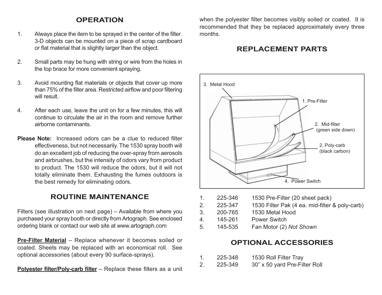 Artograph 1530 Spray Booth User Manual | Page 4 / 4