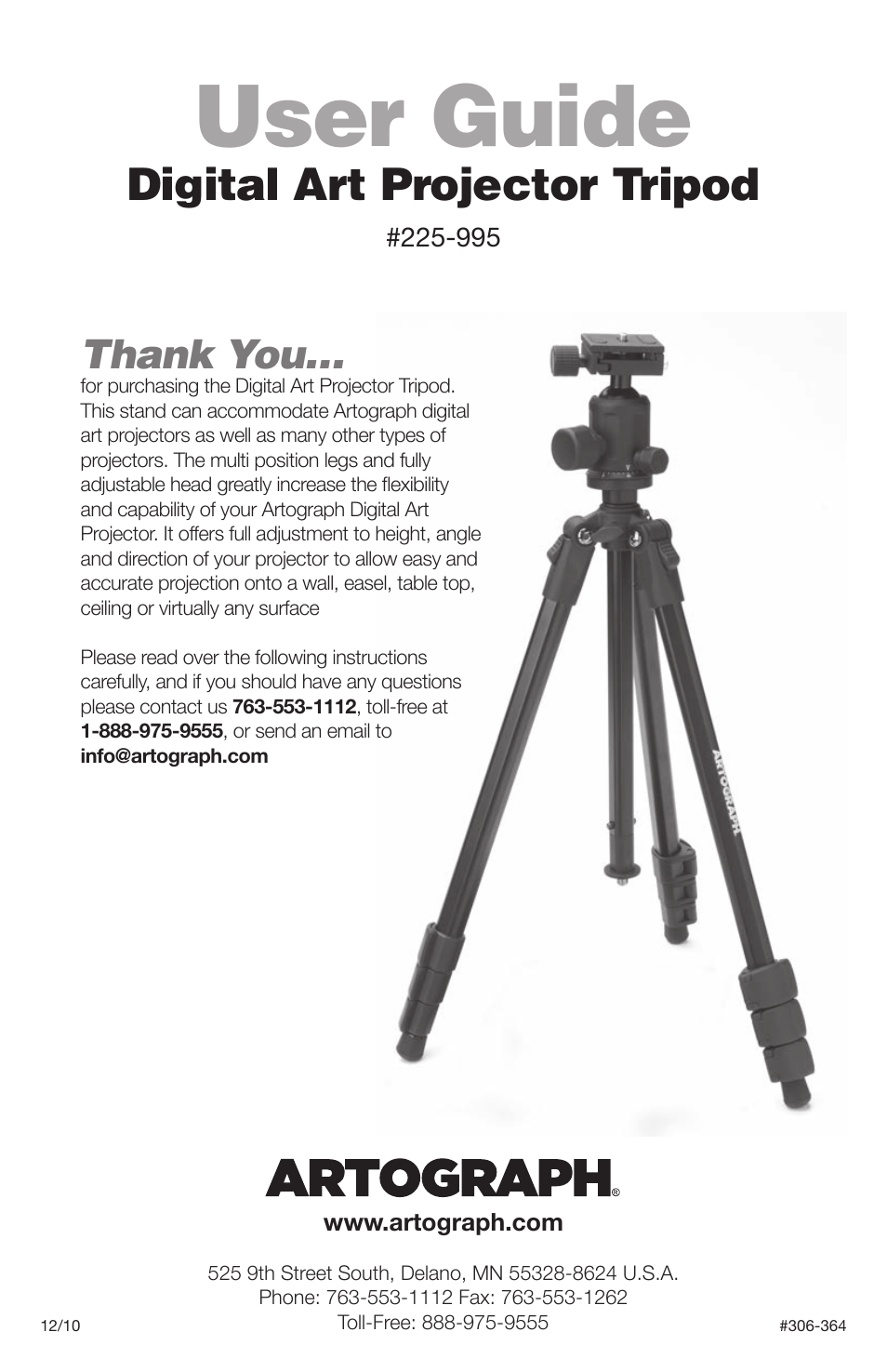 Artograph Digital Art Projector Tripod (225-995) User Manual | 12 pages