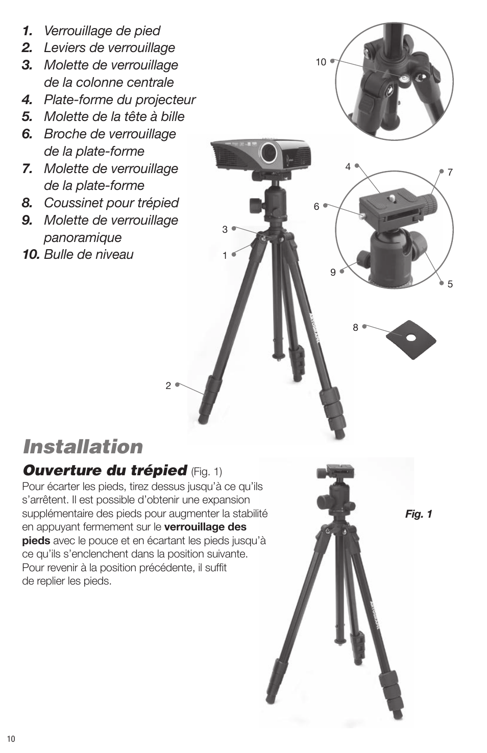 Installation, Ouverture du trépied | Artograph Digital Art Projector Tripod (225-995) User Manual | Page 10 / 12