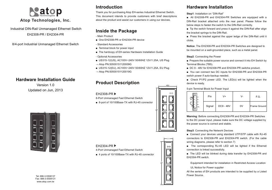 Atop Technology EH2304-PR User Manual | 2 pages