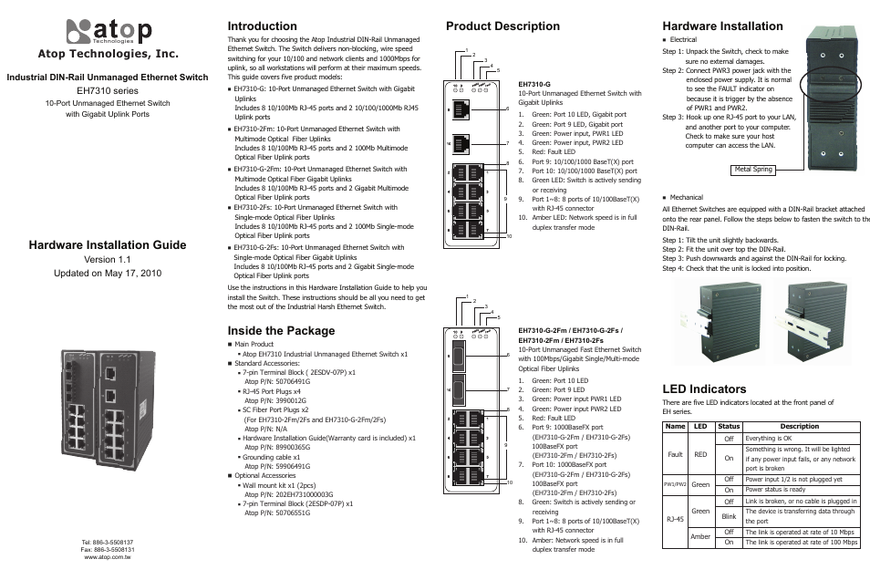 Atop Technology EH7310 Series User Manual | 2 pages