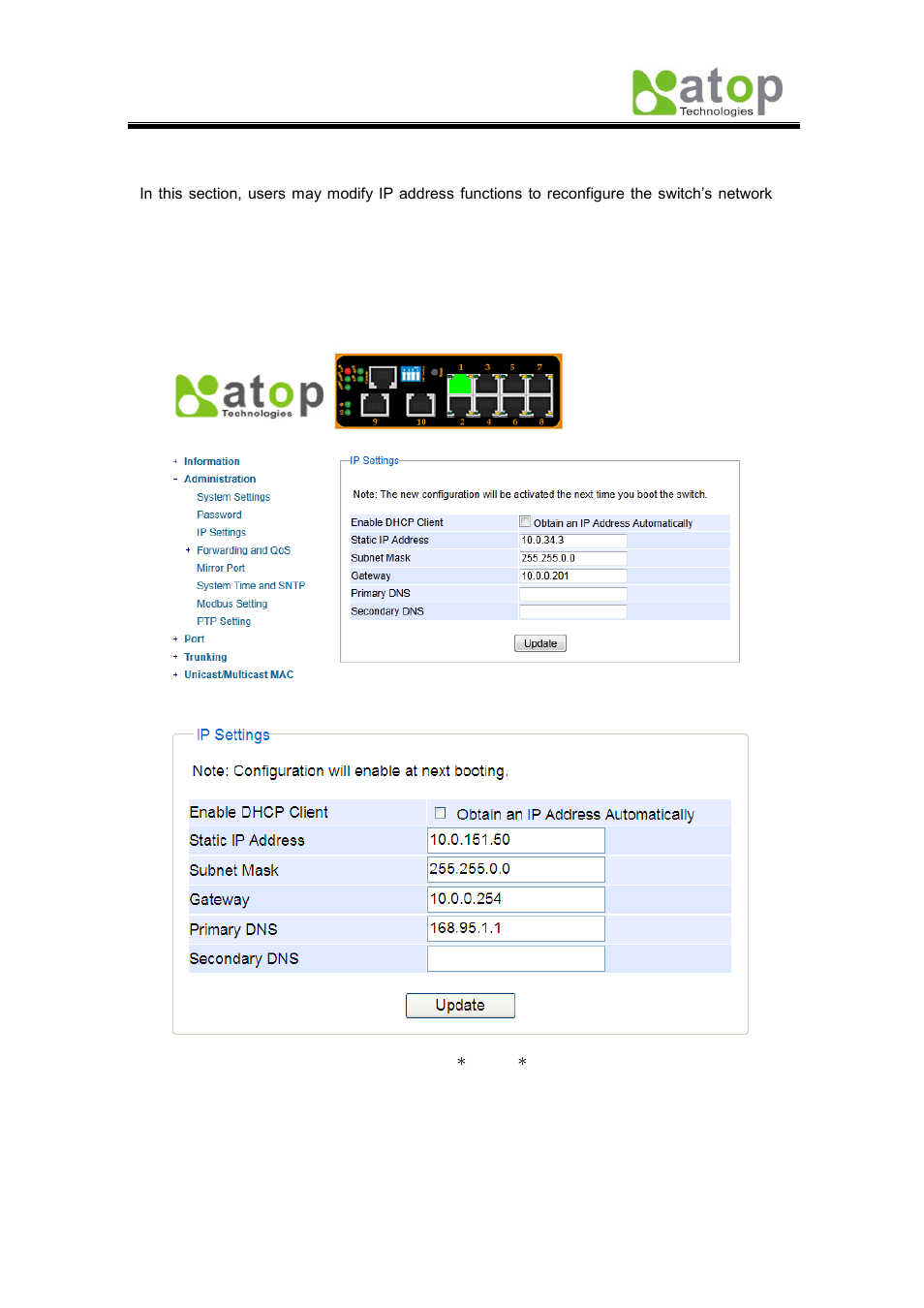 3 ip settings | Atop Technology EH7510 User manual User Manual | Page 19 / 120