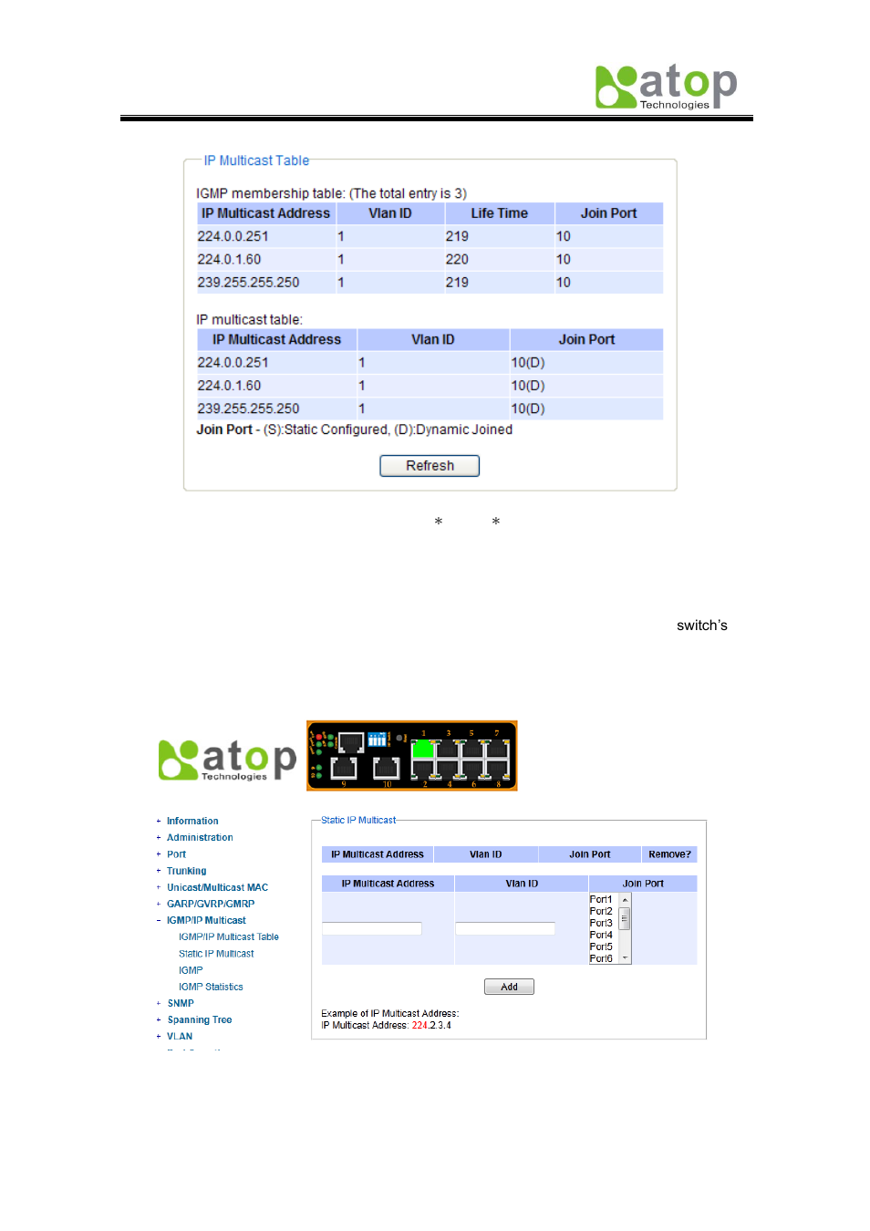 2 static ip multicast | Atop Technology EH7510 User manual User Manual | Page 45 / 120