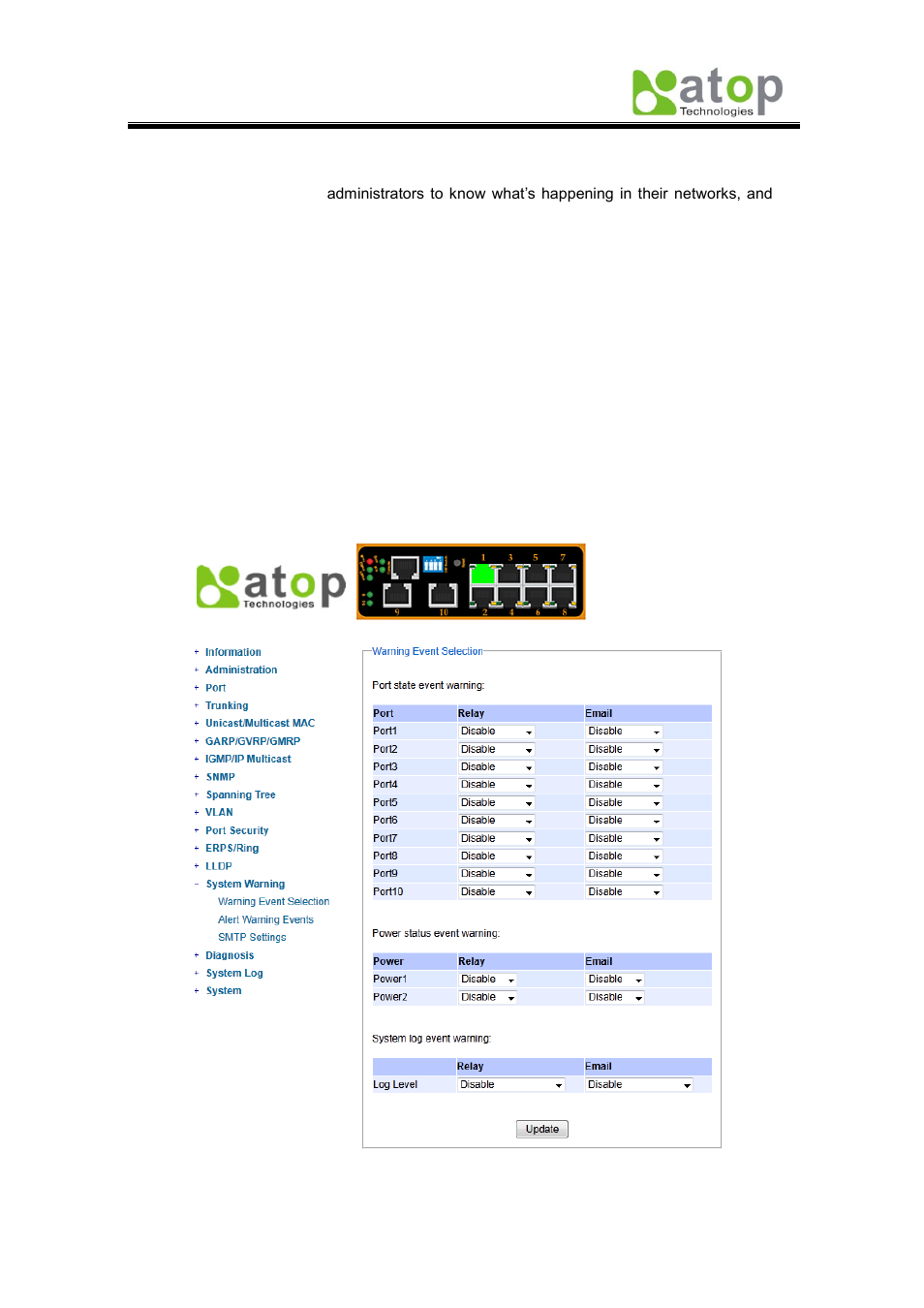 15 system warning, 1 warning event selection | Atop Technology EH7510 User manual User Manual | Page 86 / 120