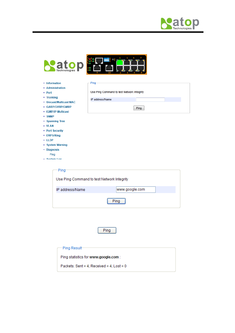 1 ping | Atop Technology EH7510 User manual User Manual | Page 91 / 120