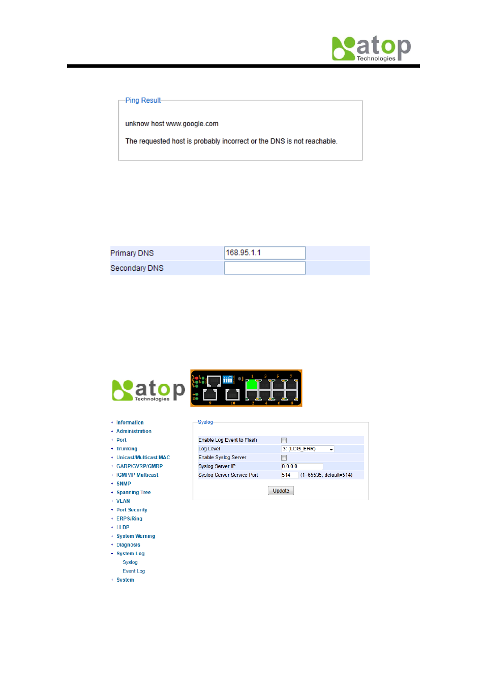 17 system log, 1 syslog, 2 event log | Atop Technology EH7510 User manual User Manual | Page 92 / 120