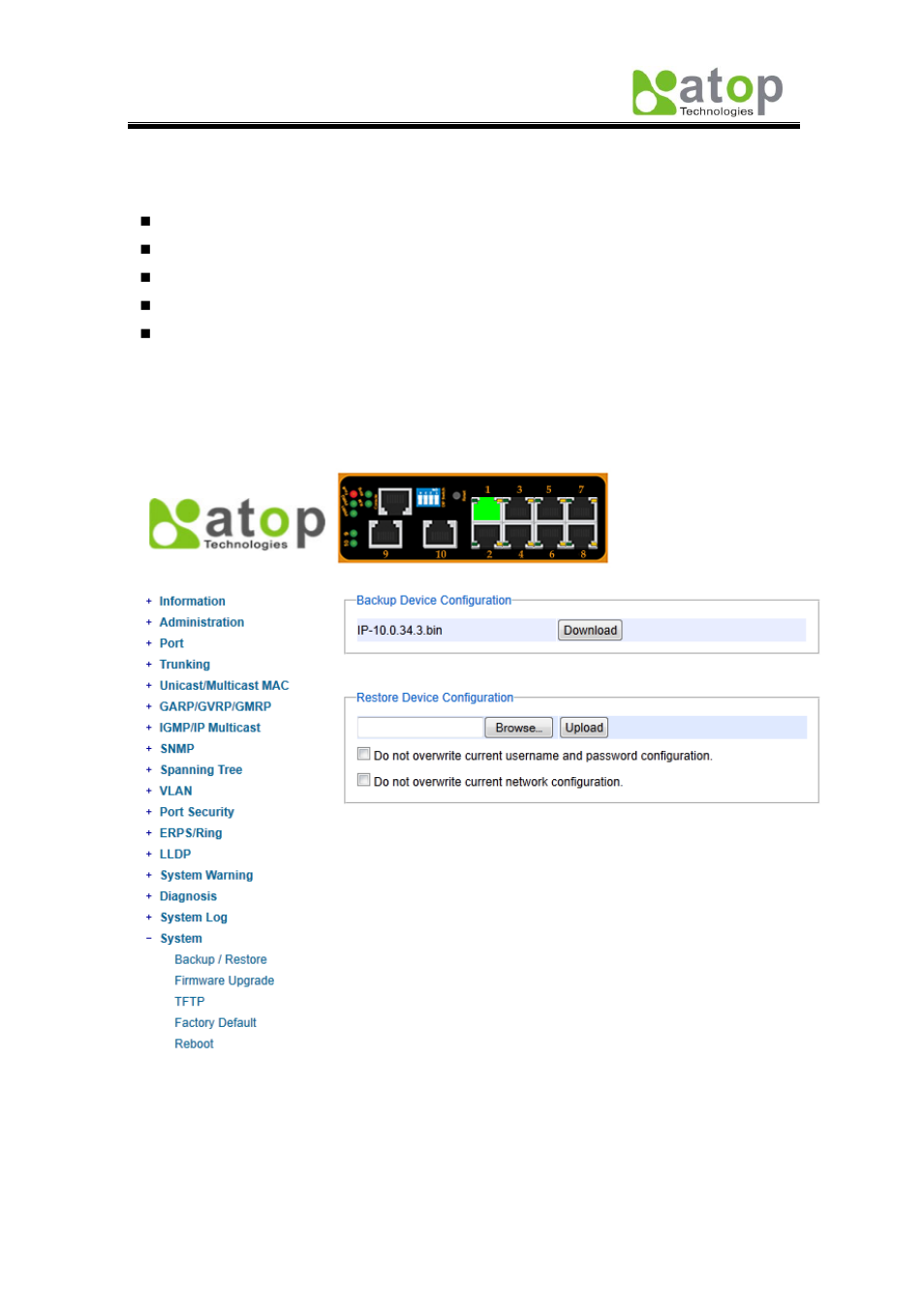 18 system, 1 backup/restore | Atop Technology EH7510 User manual User Manual | Page 95 / 120