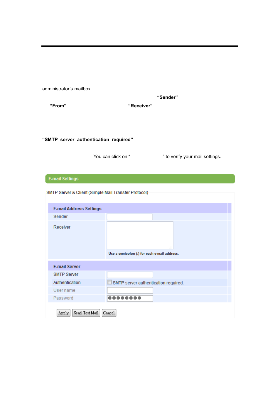 7 email settings, Email settings | Atop Technology AW5500 User manual User Manual | Page 51 / 104