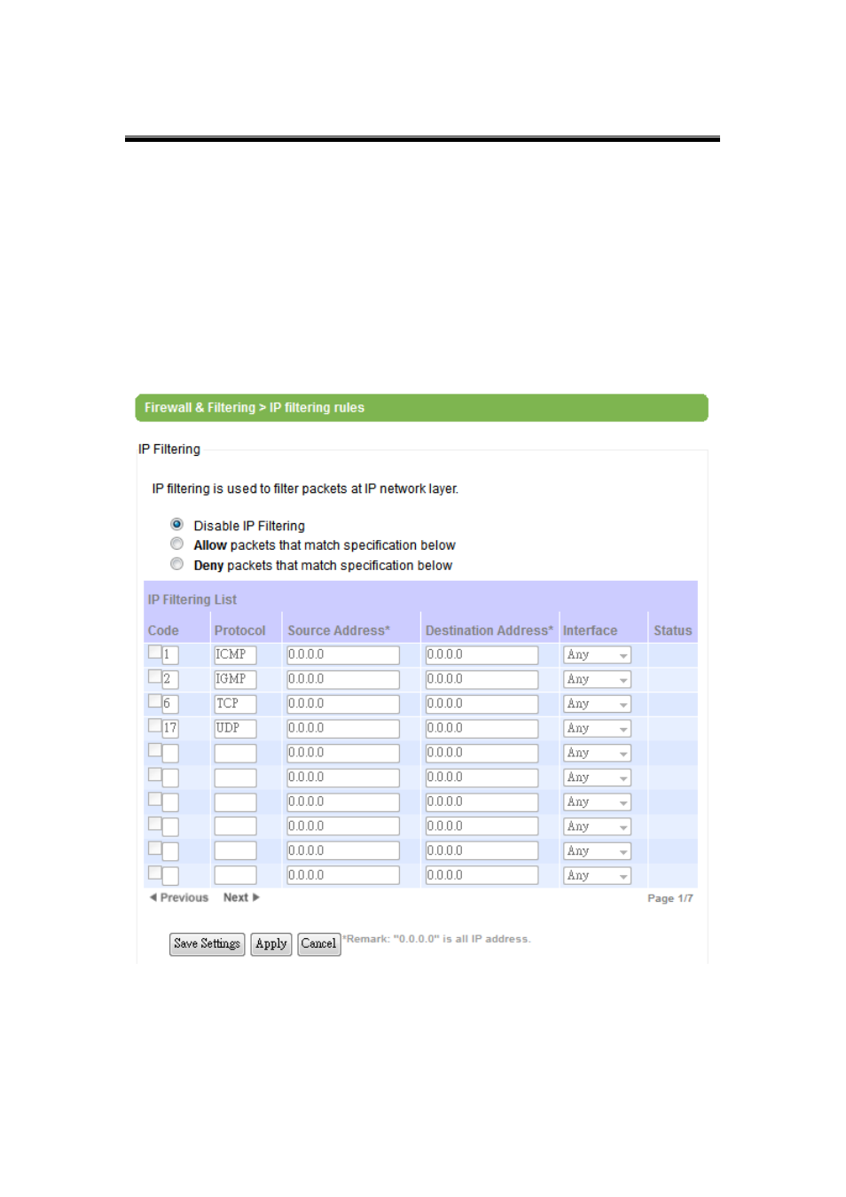 4 ip filtering, Ip filtering | Atop Technology AW5500 User manual User Manual | Page 58 / 104