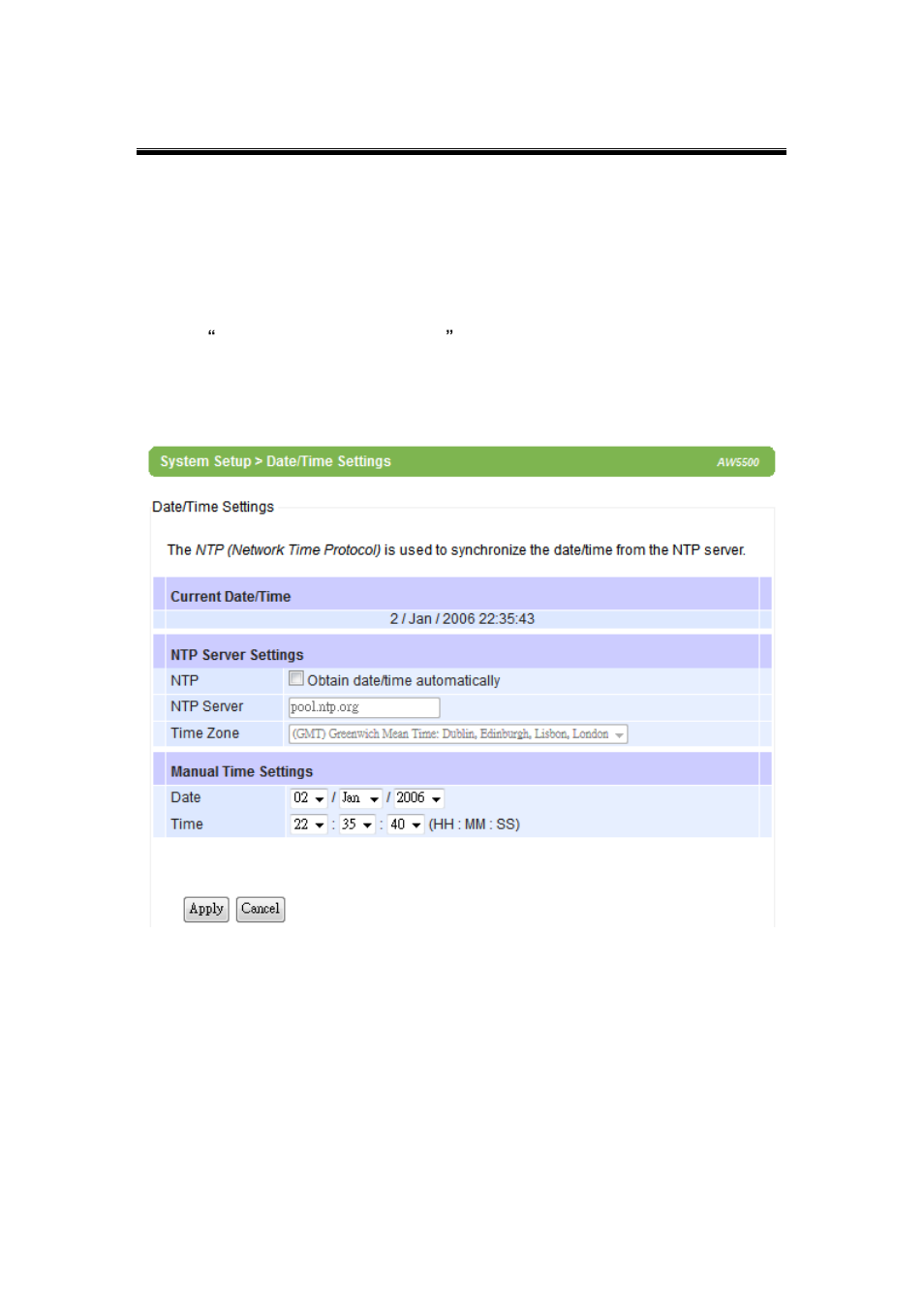 2 date/time settings, Date/time settings | Atop Technology AW5500 User manual User Manual | Page 63 / 104